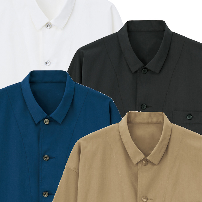 【飲食店販売店制服】 ストレッチコート4色【兼用】羽織、コックコート、シャツとしても　スペック