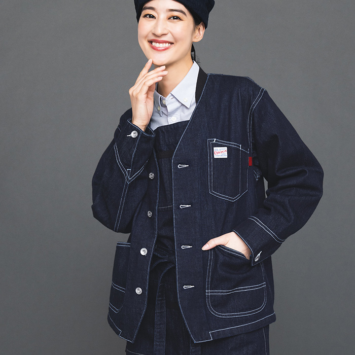 【飲食店販売店制服】国産ジャパンデニムCANTON（キャントン）ジャケット【兼用】　モデル
