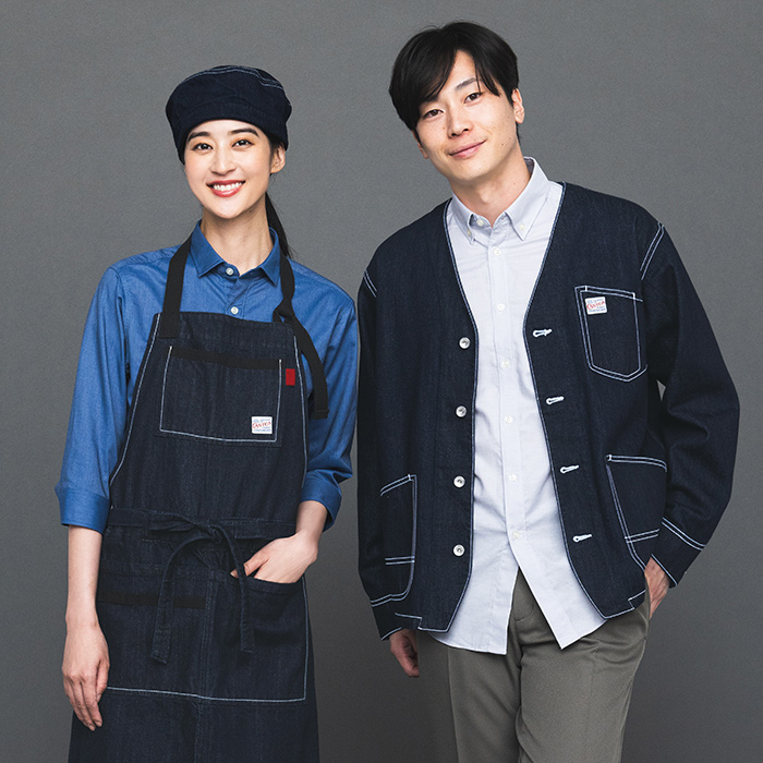 【飲食店販売店制服】国産ジャパンデニムCANTON（キャントン）ジャケット【兼用】　モデル