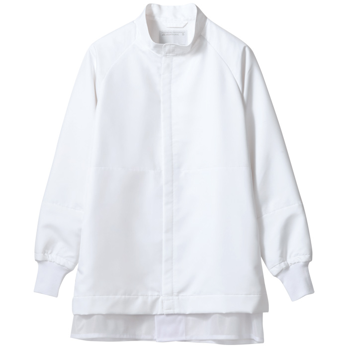 異物を持ち込ませない食品工場、食品製造ユニフォーム制服【男女兼用】　上着　カラー　ホワイト