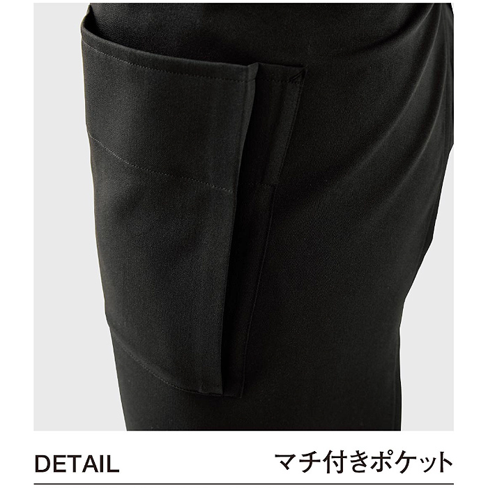 経年退色、色落ち、耐光劣化がない“黒”腰下ショートエプロン【兼用】　スペック