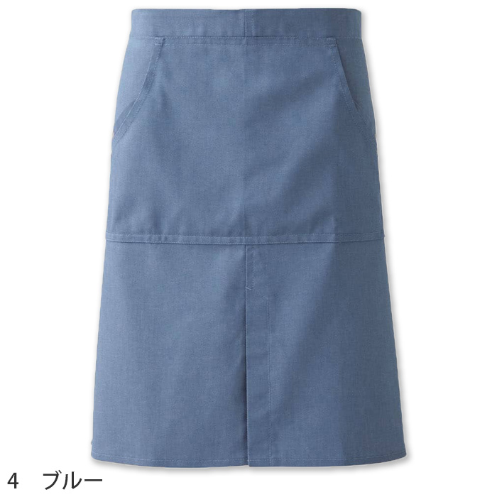 自然な表情と清涼感のある麻調デニム　腰下エプロン(バックル仕様)　色