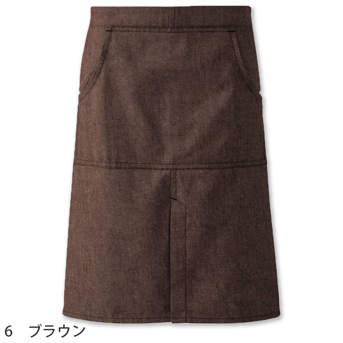 自然な表情と清涼感のある麻調デニム　腰下エプロン(バックル仕様)　色
