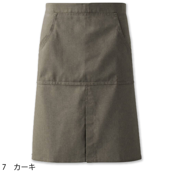 自然な表情と清涼感のある麻調デニム　腰下エプロン(バックル仕様)　色