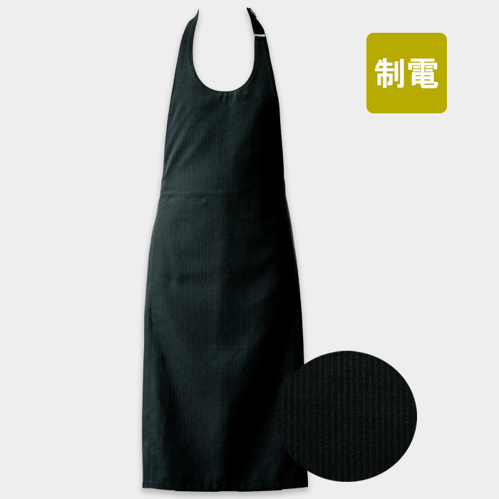 　丸首シンプルデザインの胸当てエプロン