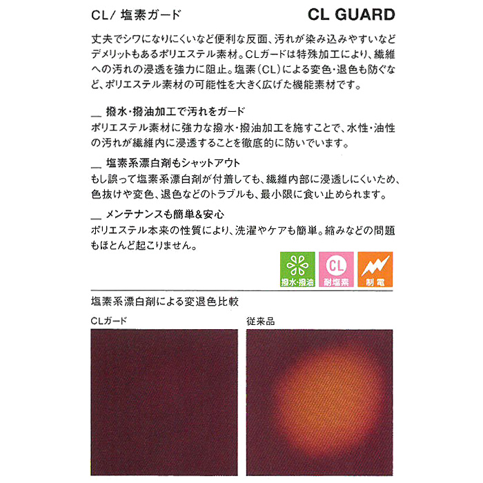 撥水・撥油・漂白剤に強い　高機能腰下エプロン4色【兼用】　詳細画像
