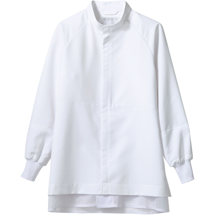 異物を持ち込ませない食品工場、食品製造ユニフォーム制服【男女兼用】　上着　カラー　ホワイト
