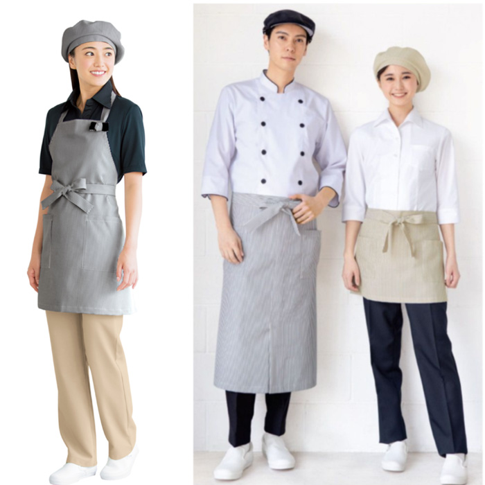 【飲食店販売店制服】ベレー帽　3色　頭囲57～62cm　防脱色　ヒッコリーストライプ柄　帽子　スペック