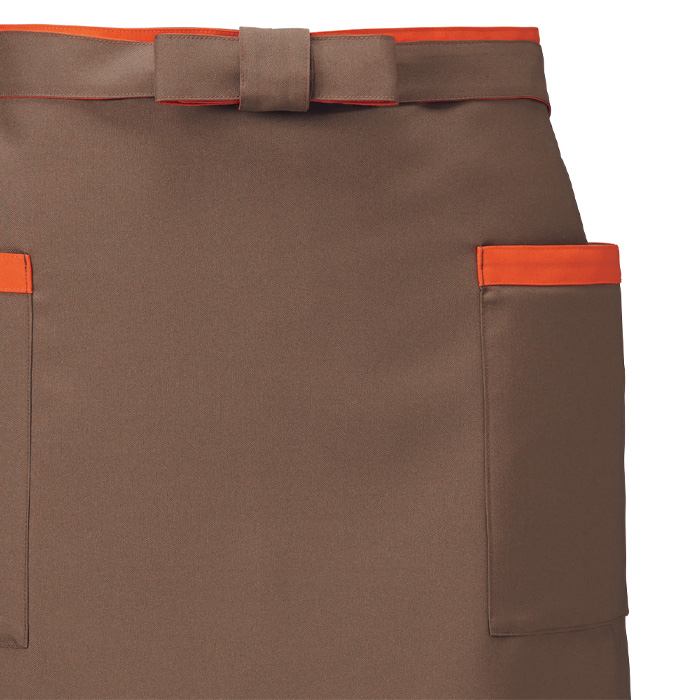 【飲食店販売店制服】ショートエプロン【兼用】(2色)丈42cm　動きやすいアクティブな印象　スペック
