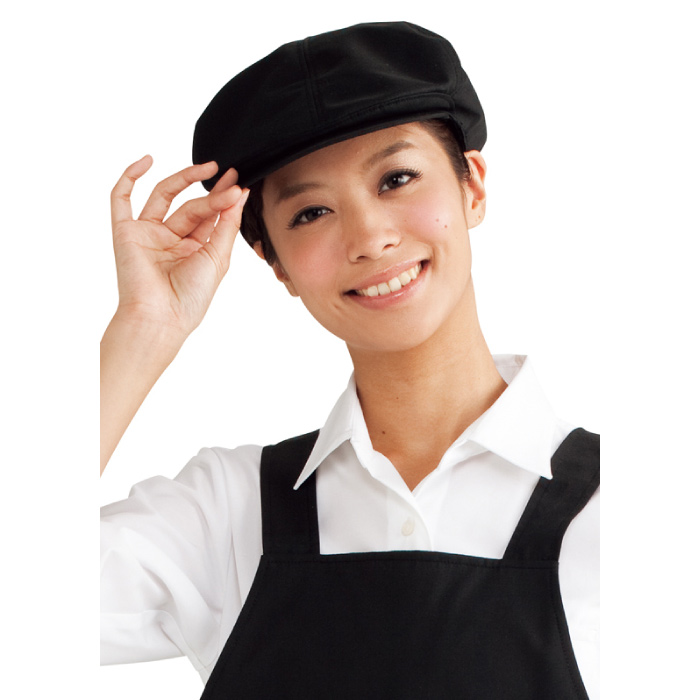 毛髪落下防止ネット付き　カフェ定番!ふんわり好感!!ハンチング3色　モデル