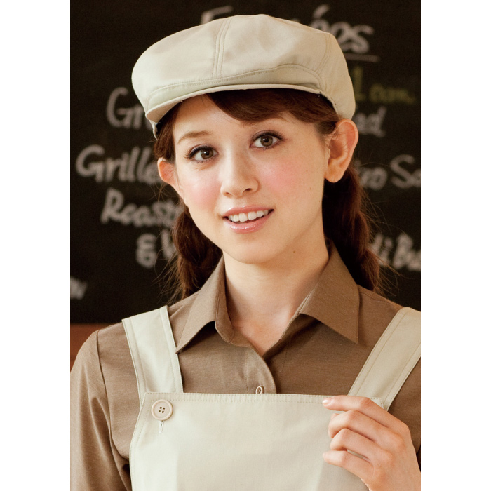 毛髪落下防止ネット付き　カフェ定番!ふんわり好感!!ハンチング3色　モデル