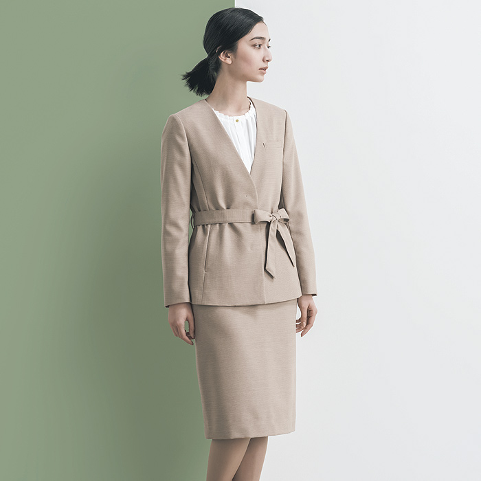 ウエストのリボンが特徴　サスティナブル素材ジャケット【2色】女性用　色画像