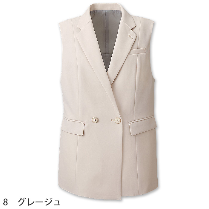 ジレ　ベスト　グレージュ　ブラック　女性用　事務の新定番ウェア　2WAYストレッチ　フェムテック　受付制服　事務制服　色画像