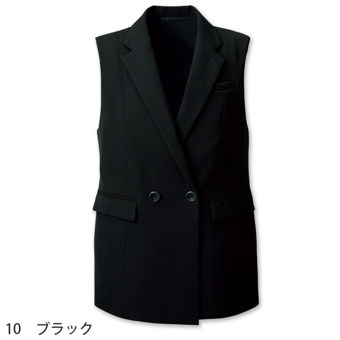 ジレ　ベスト　グレージュ　ブラック　女性用　事務の新定番ウェア　2WAYストレッチ　フェムテック　受付制服　事務制服　色画像