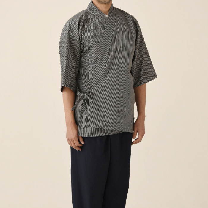 ダークストライプ柄ハッピコート【男性用】シックでモダン スペック