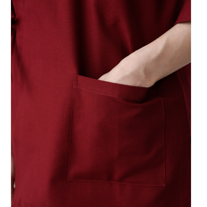 【飲食店販売店制服】暗い紅色ハッピコート【女性用】雅やかな雰囲気 スペック