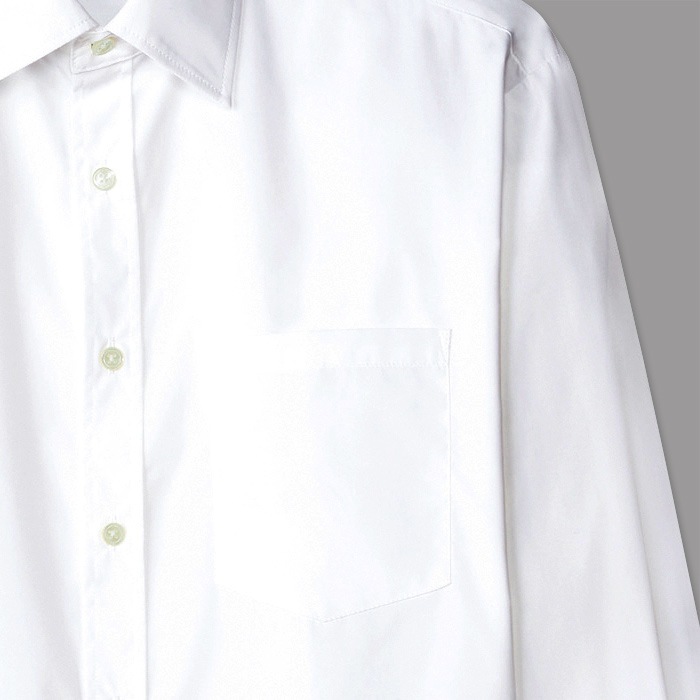 【飲食店サービス制服】安いけど高品質　シルエットが美しいカッターシャツ(長袖　白)[男]　スペック