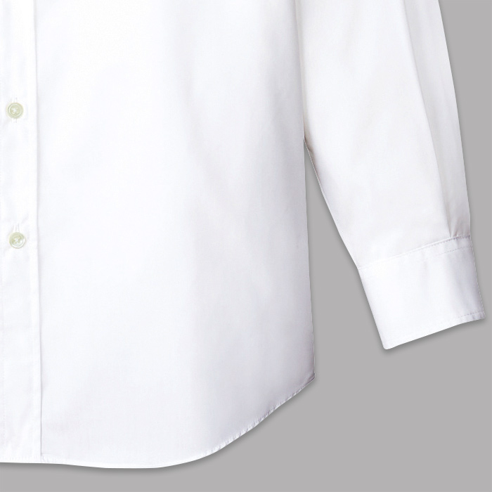 【飲食店サービス制服】安いけど高品質　シルエットが美しいカッターシャツ(長袖　白)[男]　スペック