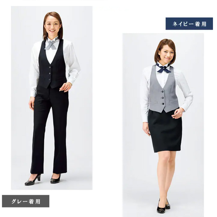 【ホテル受付・販売接客制服】クロスタイ　2色　ネイビー　グレー　ジャガード　ポリエステル　FA9180　詳細画像