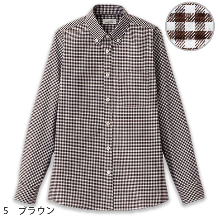 ボタンダウンシャツ(長袖) 女性用 チェック柄　色画像