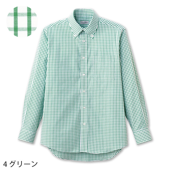 カラフル9色♪チェック柄のボタンダウン長袖シャツ【男女兼用】　色画像