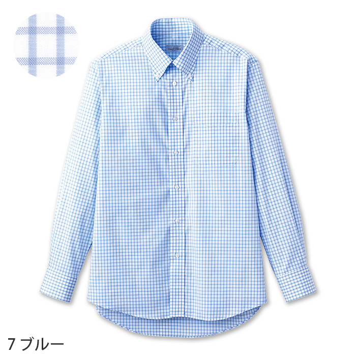 カラフル9色♪チェック柄のボタンダウン長袖シャツ【男女兼用】　色画像