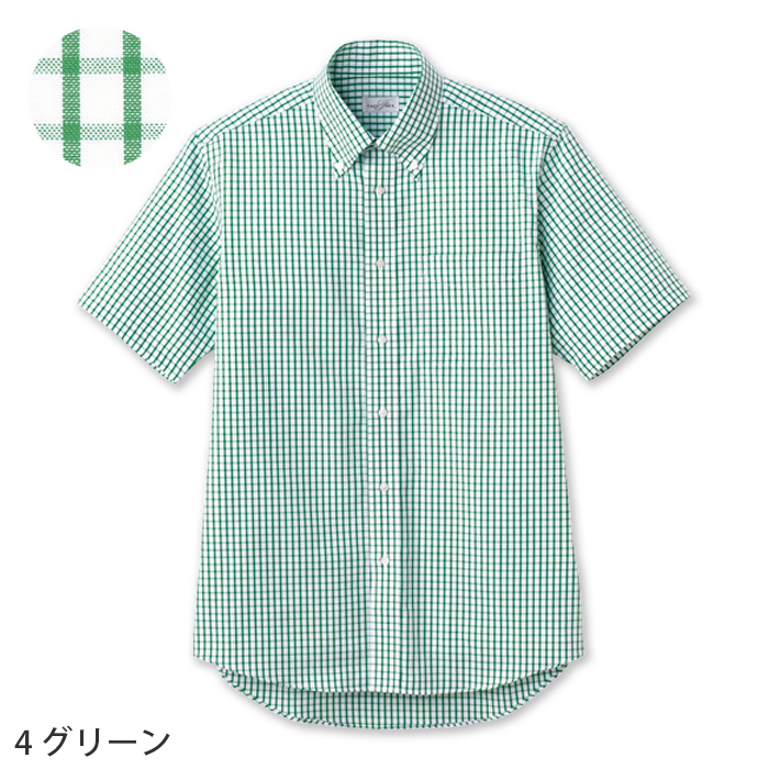 カラフル9色♪チェック柄のボタンダウン半袖シャツ【男女兼用】　色画像