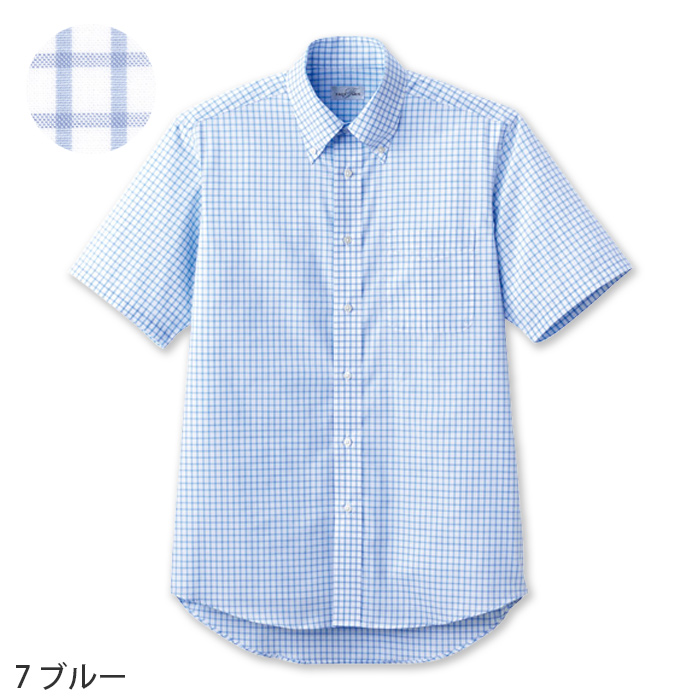 カラフル9色♪チェック柄のボタンダウン半袖シャツ【男女兼用】　色画像