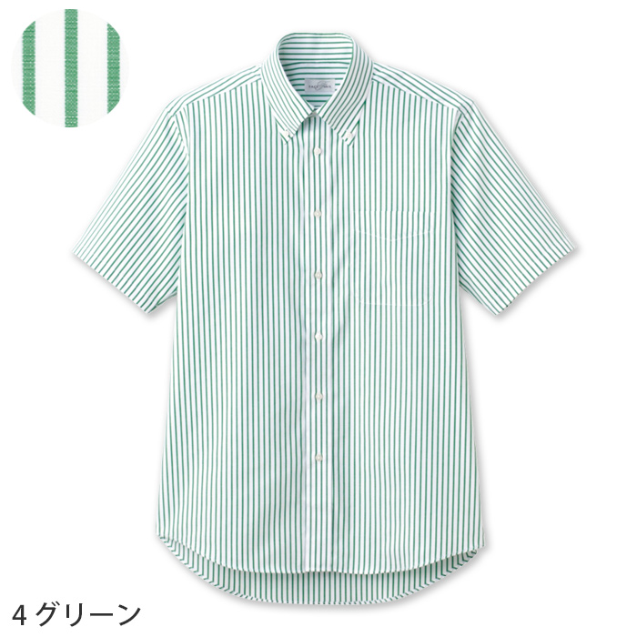 お手頃価格で人気!ボタンダウン半袖ストライプシャツ【男女兼用】　色画像