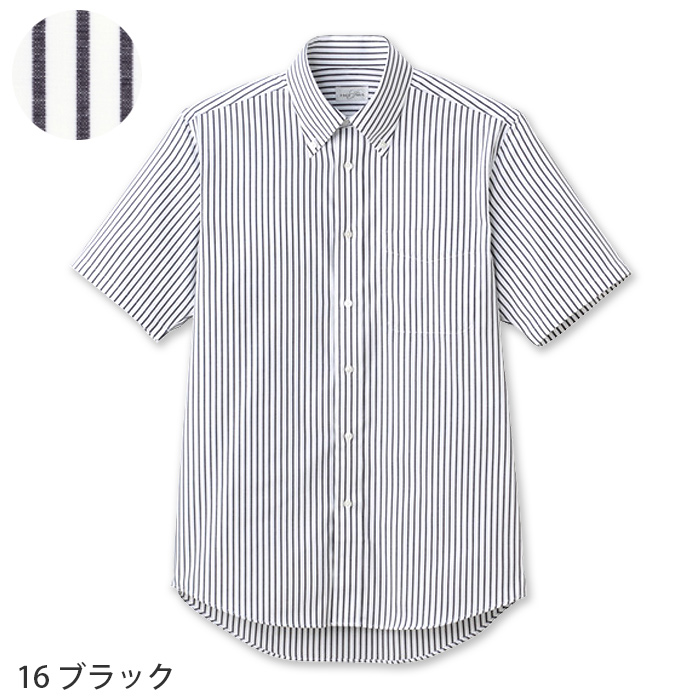 お手頃価格で人気!ボタンダウン半袖ストライプシャツ【男女兼用】　色画像