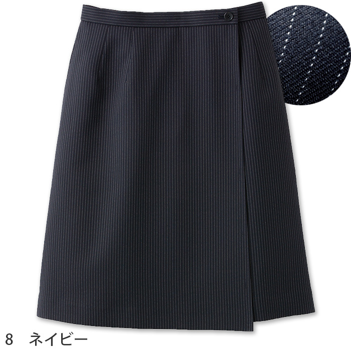 【ホテル受付・販売接客制服】ラップキュロット　2色　ストライプ　ストレッチ　防汚・撥水つき チタン　ファイテン　色画像