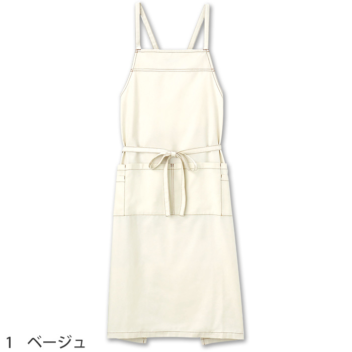 【飲食店販売店制服】タスキ掛けエプロン【兼用】4色　ポケットが多く　ステッチが可愛いエプロン　4色【兼用】　色画像