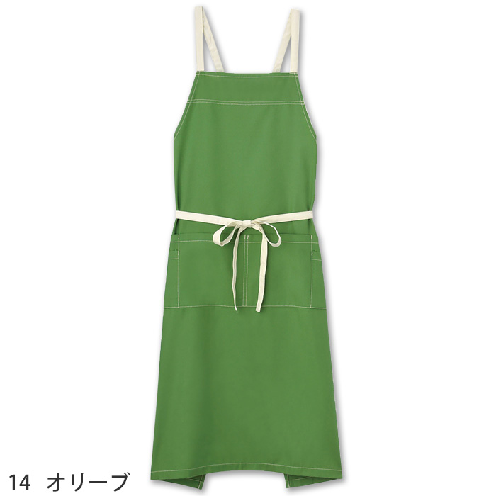 【飲食店販売店制服】タスキ掛けエプロン【兼用】4色　ポケットが多く　ステッチが可愛いエプロン　4色【兼用】　色画像