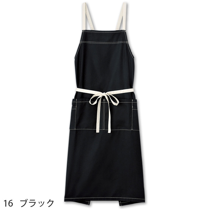 【飲食店販売店制服】タスキ掛けエプロン【兼用】4色　ポケットが多く　ステッチが可愛いエプロン　4色【兼用】　色画像