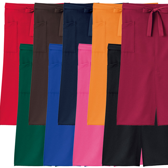【飲食店・販売店制服】安くて高品質 スリット入り ソムリエエプロン(9色)彩り鮮やか、バリュープライス　　スペック