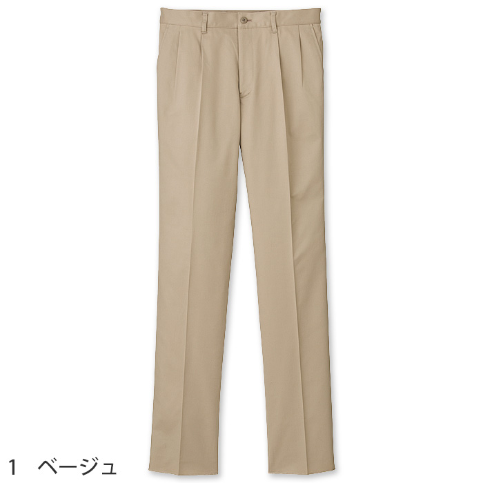 ストレッチチノパンツ(男性用)ツータックでゆったりシルエット 　ストレッチツイル　綿ポリ
