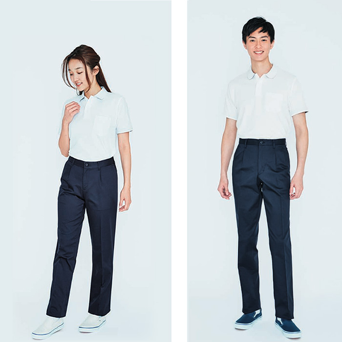 ストレッチチノパンツ(男性用)ツータックでゆったりシルエット 　ストレッチツイル　綿ポリ