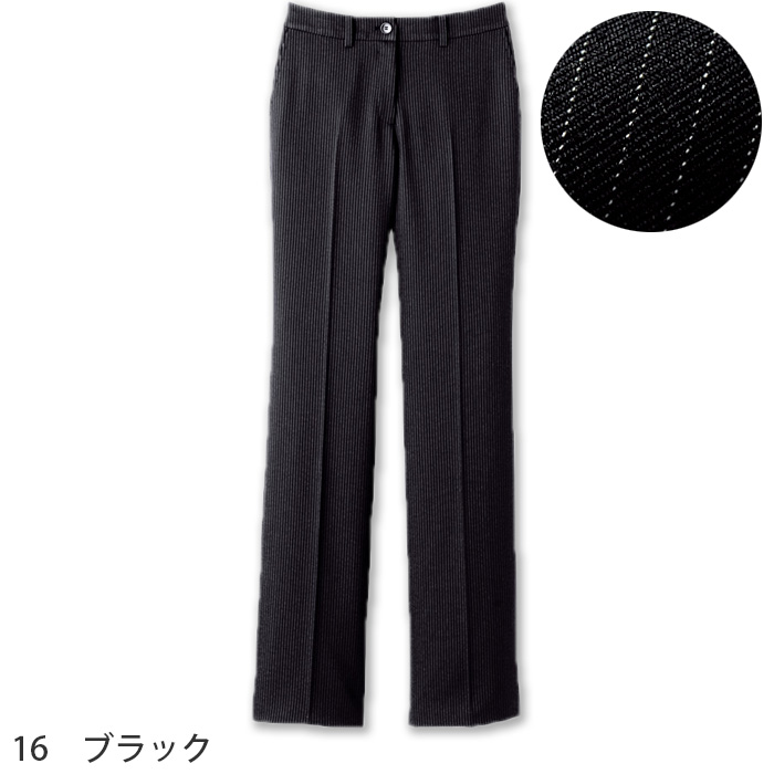 【ホテル受付・販売接客制服】レディスノータックストレートパンツ　2色 ストライプ柄　ストレッチ　防汚・撥水つき チタン　ファイテン　色画像