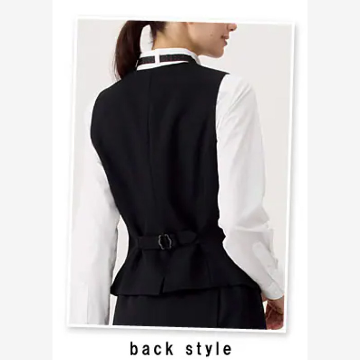 【ホテル受付・販売接客制服】レディスベスト　2色　手洗いOK　ストレッチで動きやすい　インカムループ ストレッチ　静電気防止 ストライプ  パミオ FV1301L　スペック