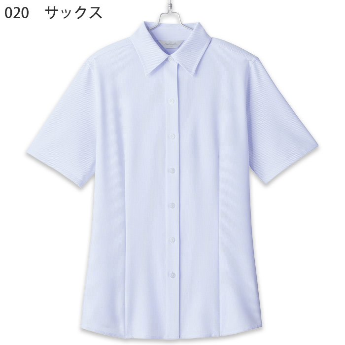 ストライプ半袖ブラウス【女性用】5～23号　ノーアイロン高機能　色画像