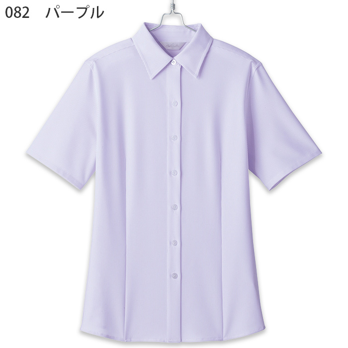 ストライプ半袖ブラウス【女性用】5～23号　ノーアイロン高機能　色画像