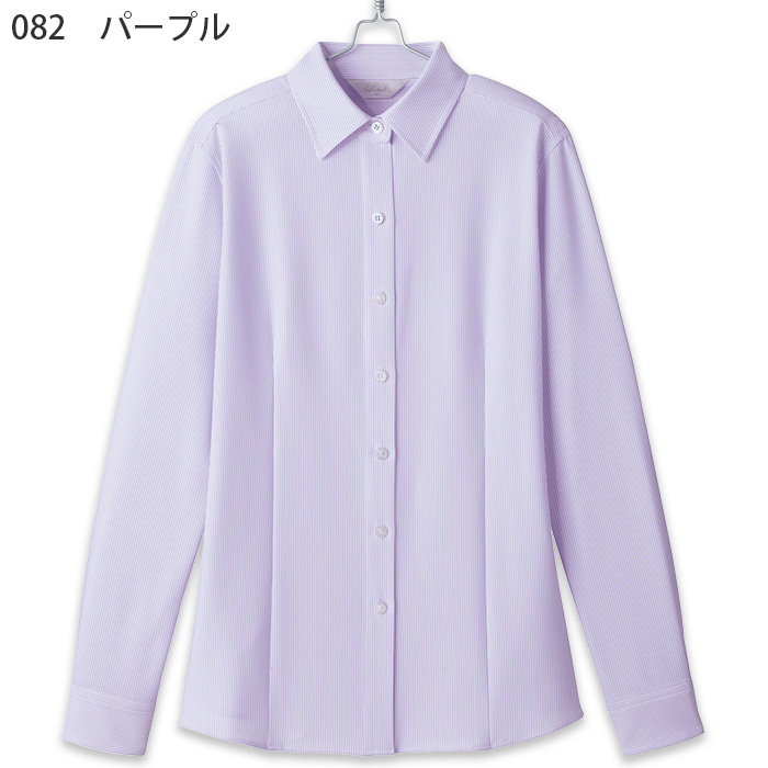 ストライプ長袖ブラウス【女性用】5～23号　ノーアイロン高機能　色画像