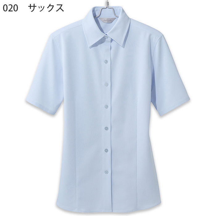 無地半袖ブラウス【女性用】5～23号　ノーアイロン高機能　色画像