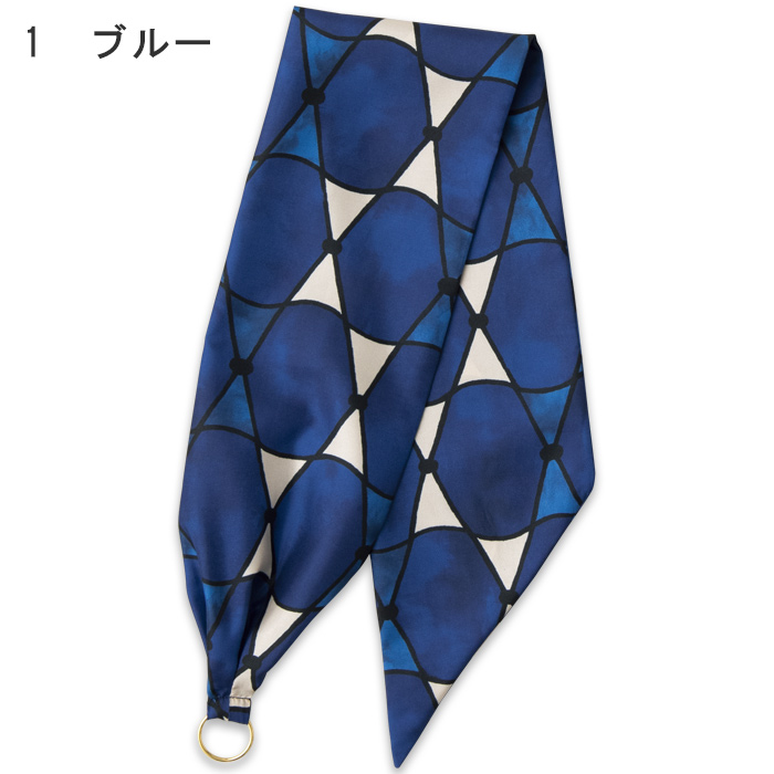 リングに通すだけで完成　モダン柄リング付きスカーフ【3色】　色画像