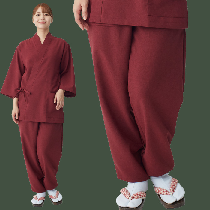 【飲食店販売店制服】軽い・すぐ乾く・縮まない 和ジンベイパンツ【兼用】日本製 サラッとした肌ざわり アイロンいらず モデル