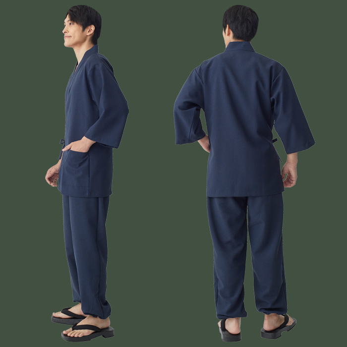 【飲食店販売店制服】軽い・すぐ乾く・縮まない 和ジンベイパンツ【兼用】日本製 サラッとした肌ざわり アイロンいらず モデル