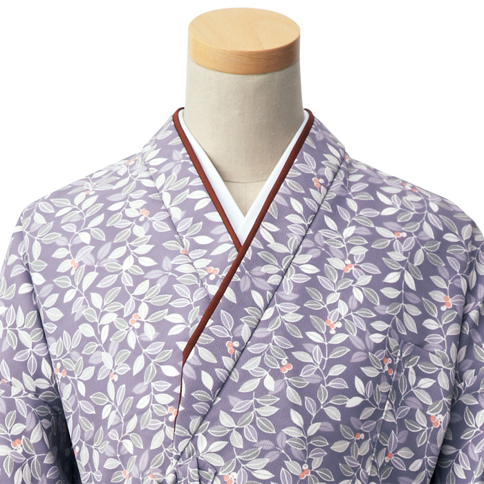 飲食店旅館販売制服 和風店舗に合う　藤色　茶衣着上衣　南天模様　スペック