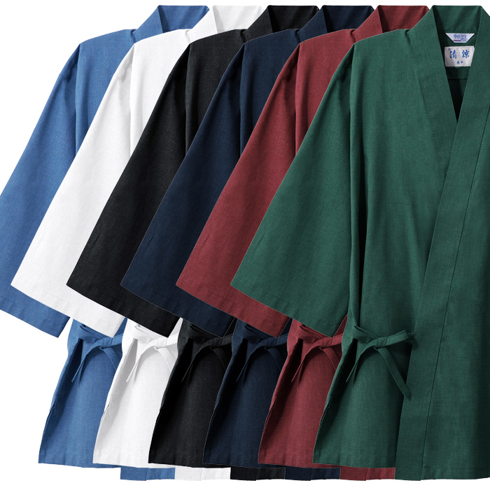 【飲食店販売店制服】さらっと清涼シャリ感 和ジンベイ上衣【兼用】日本製 汗をかく夏場でも通気性・抗菌防臭効果で快適 スペック