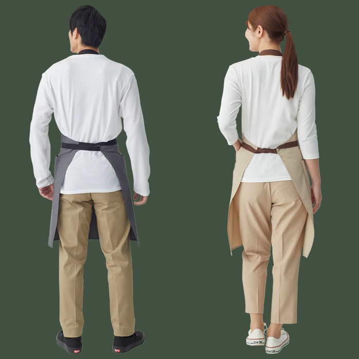 【飲食店販売店制服】バイカラー首掛けエプロン4色 純国産で軽くて疲れない 綿ポリ撥水制電機能付 モデル