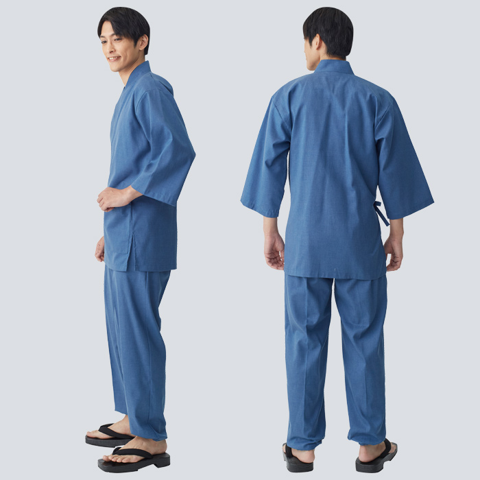 【飲食店販売店制服】さらっと清涼シャリ感 和ジンベイパンツ【兼用】日本製 汗をかく夏場でも通気性・抗菌防臭効果で快適 モデル